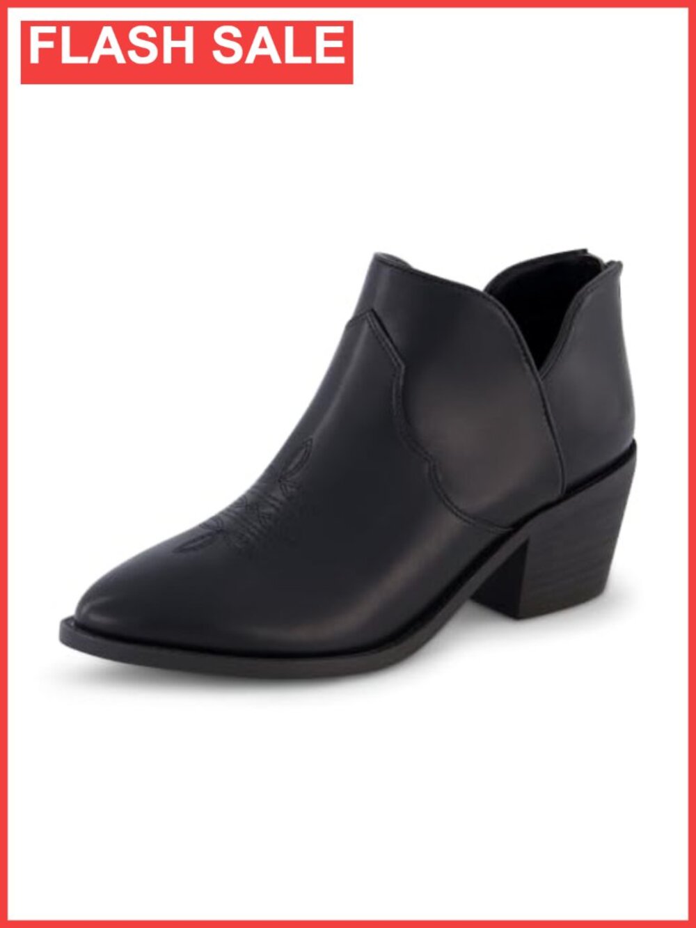 Pointed Toe Ankle Booties with Block Heel and Back Zipper